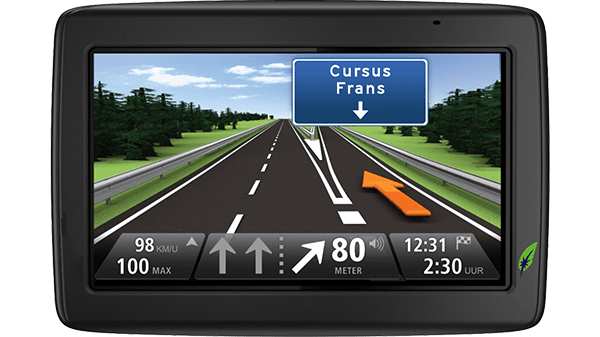 Screenshot navigatiesysteem met tekst Cursus Frans - in kleur op transparante achtergrond - 600 * 337 pixels